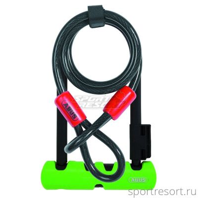 Велозамок ABUS Ultra 410/170HB + трос Cobra 10/120 с ключом (черно-зеленый) 05-0034590