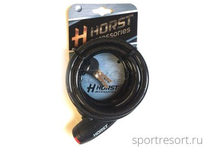 Велозамок HORST 10x1800 mm с ключом (черный) 09-100167