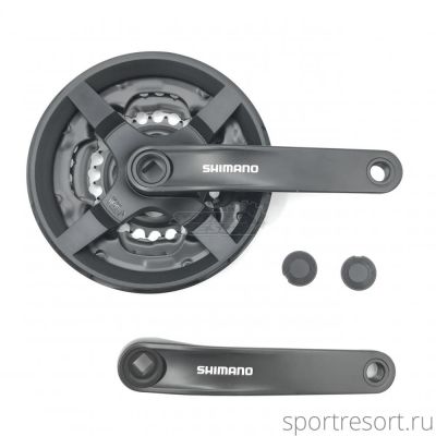 Система Shimano Tourney FC-TY301 6/7/8ск (Квадрат, 48/38/28T, 175mm, черная, защита)